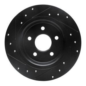 Volvo V50 Brake Rotor (1) - Rear Right - R1 Concepts - Drilled & Slotted - Black - `04-`13